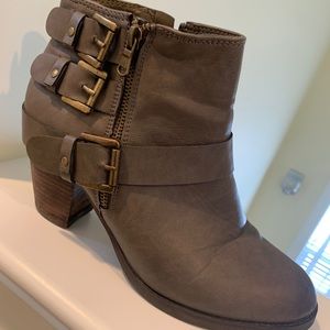 Dark brown heeled booties